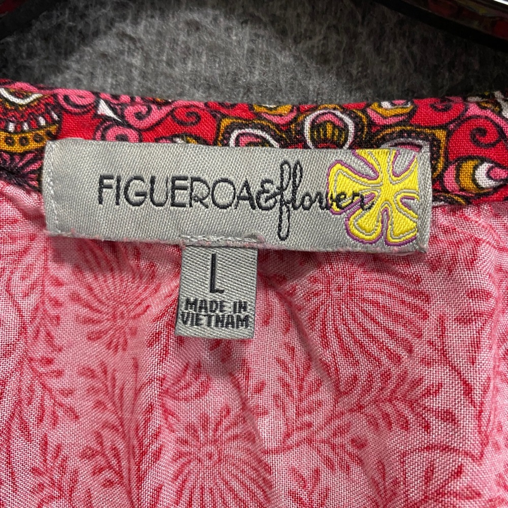 Figueroa & Flower Top Womens Large Pink Floral Boho Peasant Cottagecore Festival - Picture 2 of 9